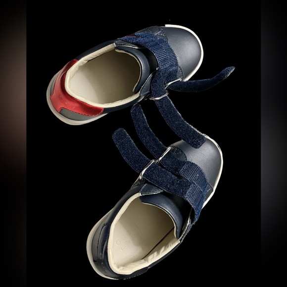 GUCCI ACE LEATHER NAVY BLUE SNEAKER TODDLER SIZE 23 (US SZ 7) UNISEX w POUCH - Picture 4 of 15